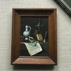 Vintage Wood Framed Musical Still Life Print